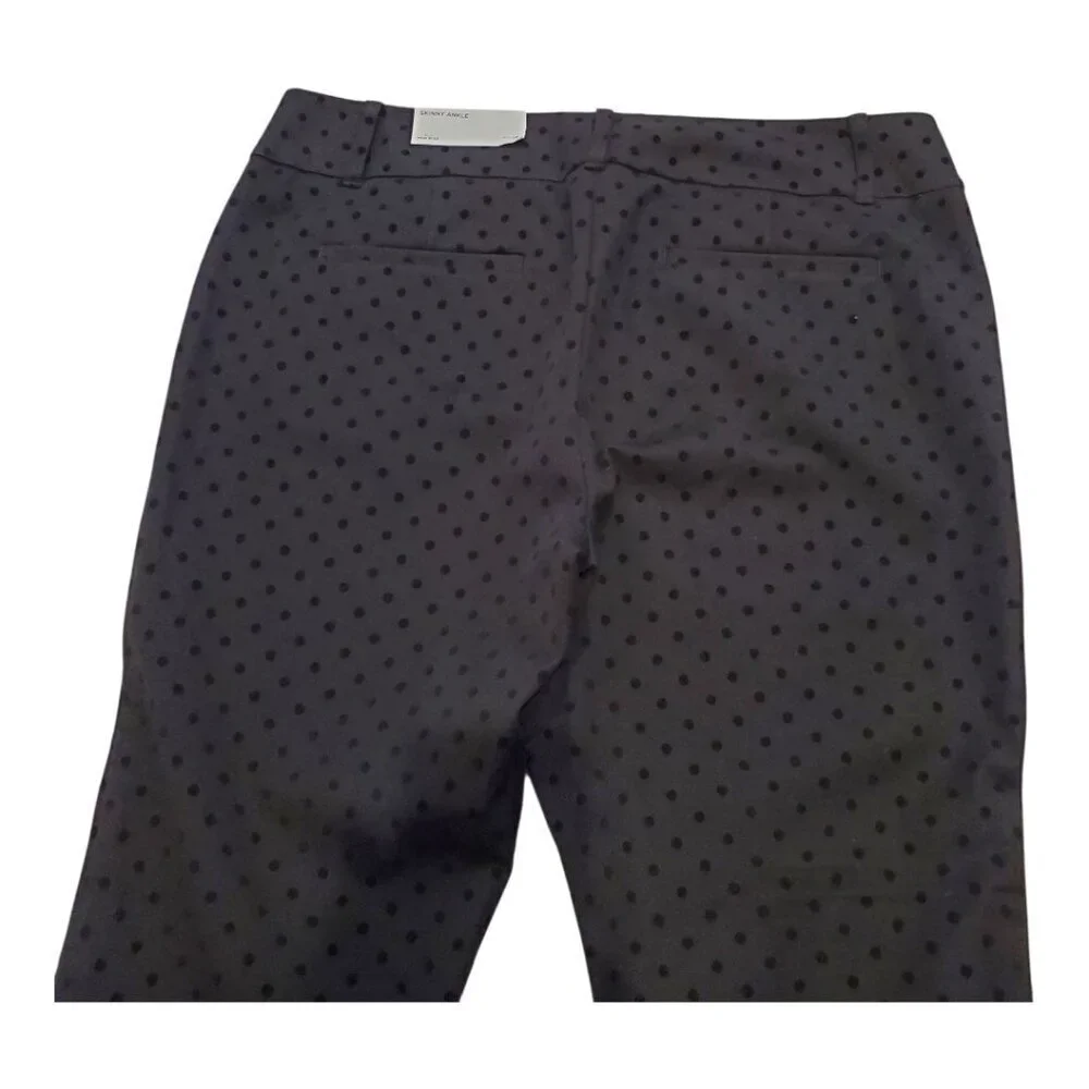 NEW LOFT Outlet SZ 12 Womens Black Flocked Polka Dot Mid-Rise Dress Trouser Pant
